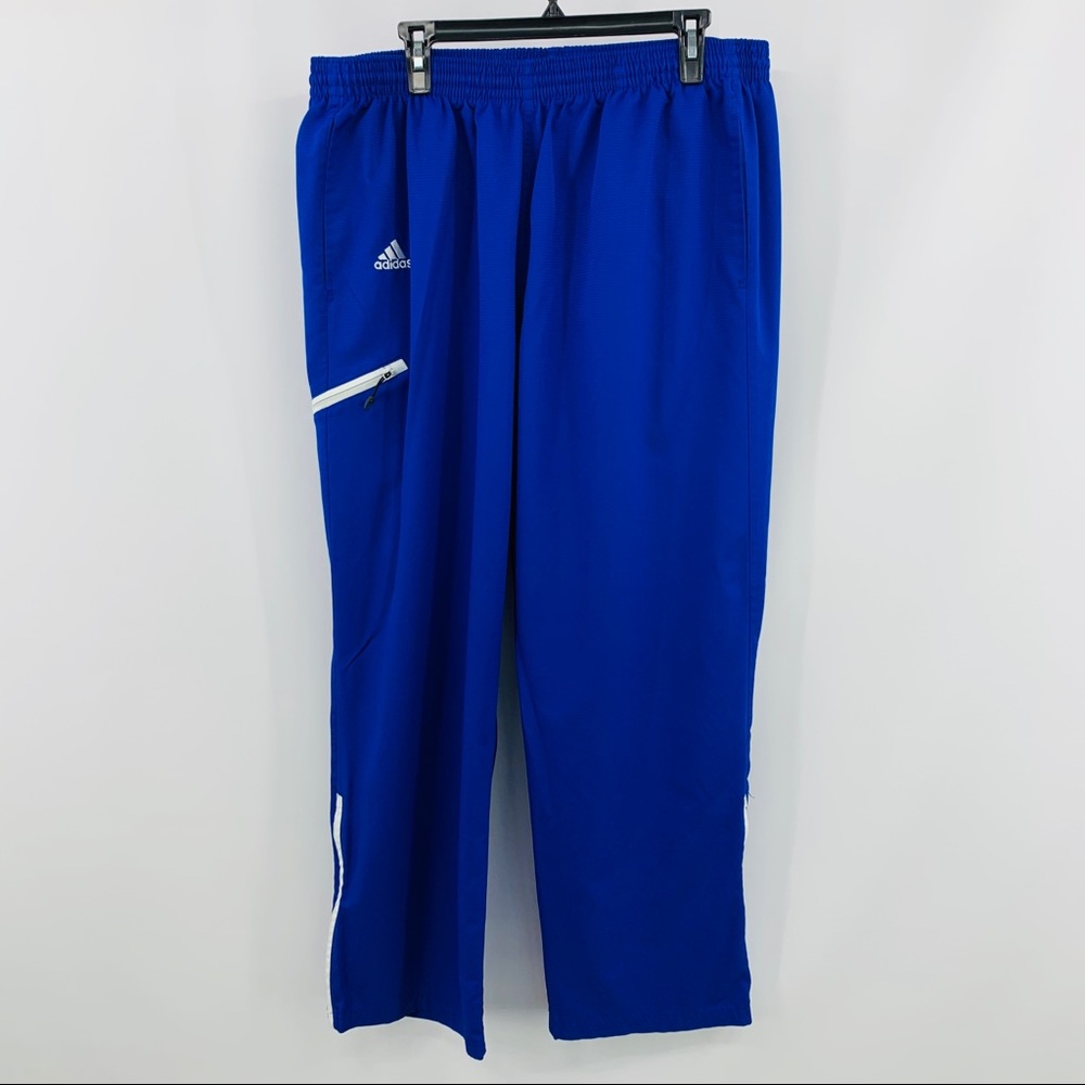 Adidas Blue & White Joggers With Ankle Zippers